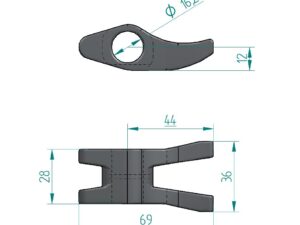 300170 I – Double Cam for use with Ø16 mm tube. Precision casting by stainless steel.