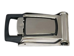 35027 I – External “Pull” Door Locking handle (guide base type), suitable for use with Ø27 mm tube. Stainless steel flap with anti-cut system (opening contact area made by PA6+GRP. Designed for internal opening (push bottom for internal release device). Stainless steel.