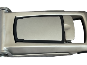 35127 I – External “Pull” Door Locking handle (guide base type), suitable for use with Ø27 mm tube. Stainless steel flap with anti-cut system (opening contact area made by PA6+GRP. Designed for internal opening (push bottom for internal release device). Stainless steel.