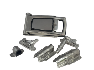 3512705 I – Cierre Exterior Modelo 341. Kit completo cierre exterior «ARTICULADO» para tubo Ø27 mm. Abrazadera salto de goma. Acero inoxidable.